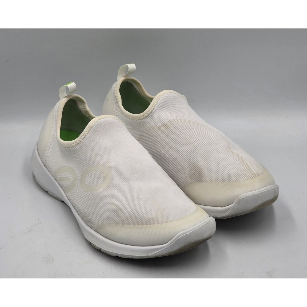 OOFOS OOmg eeZee Low Womens 8.5 White Green Slip On Recovery Shoes